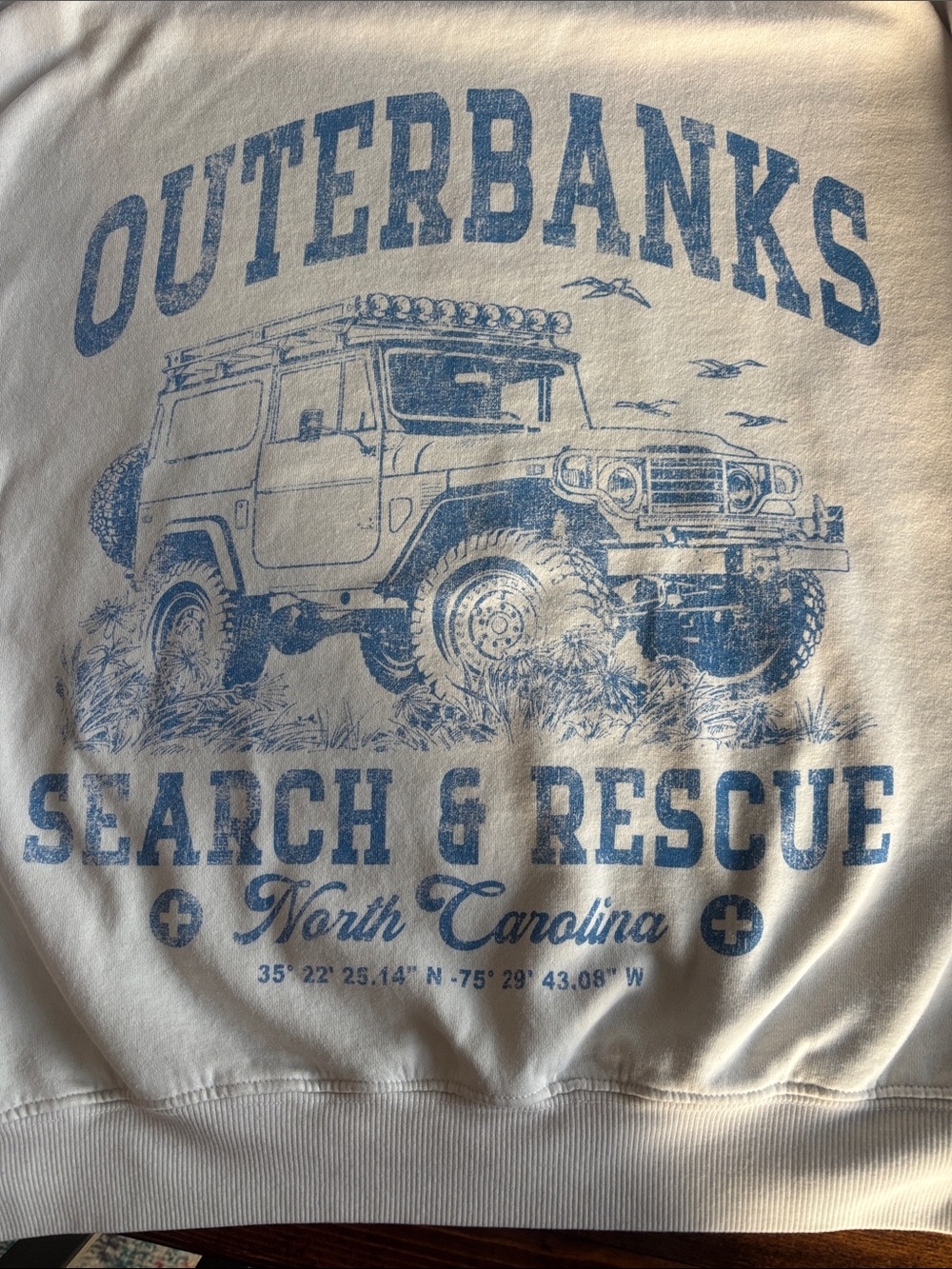 Altar'd State White Crewneck with Light Blue 'Outerbanks' Graphic - Picture 7 of 7